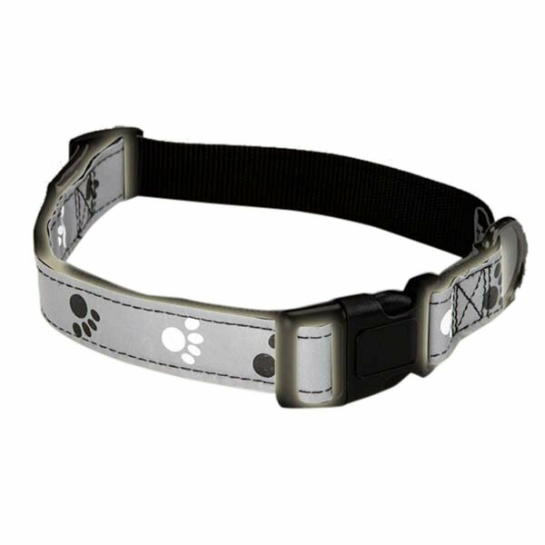 Partyanimal Reflective Pawprint Collar 6-10 In Black PA929227